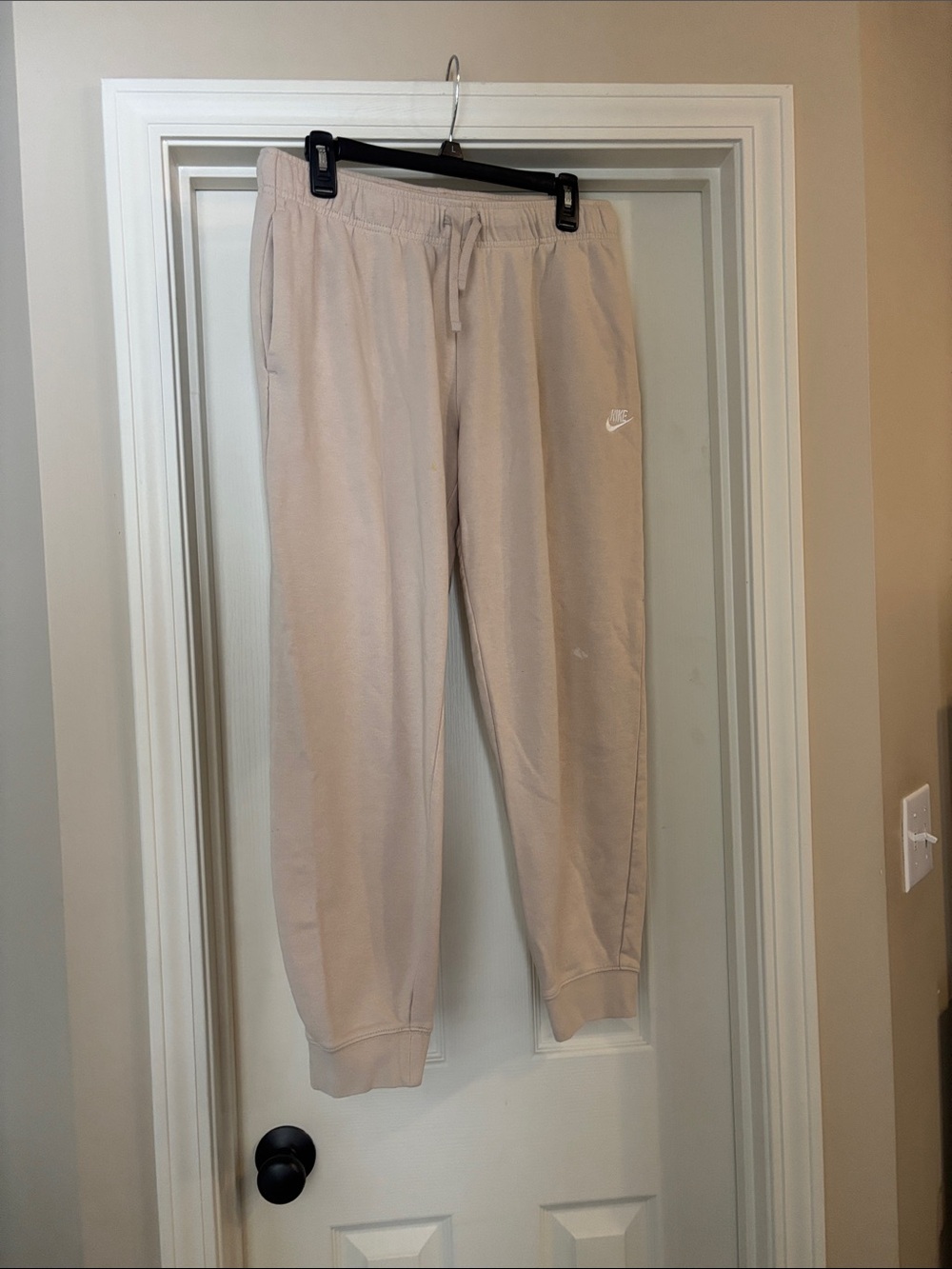 Nike Neutral Beige Joggers with White Swoosh women’s large